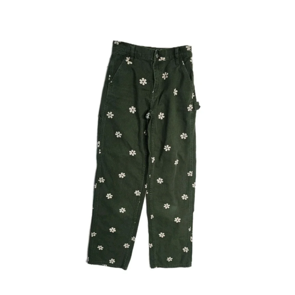 Pacsun Baggy Carpenter Floral Pants, Women's, Size 22 Green Floral - Picture 1 of 5